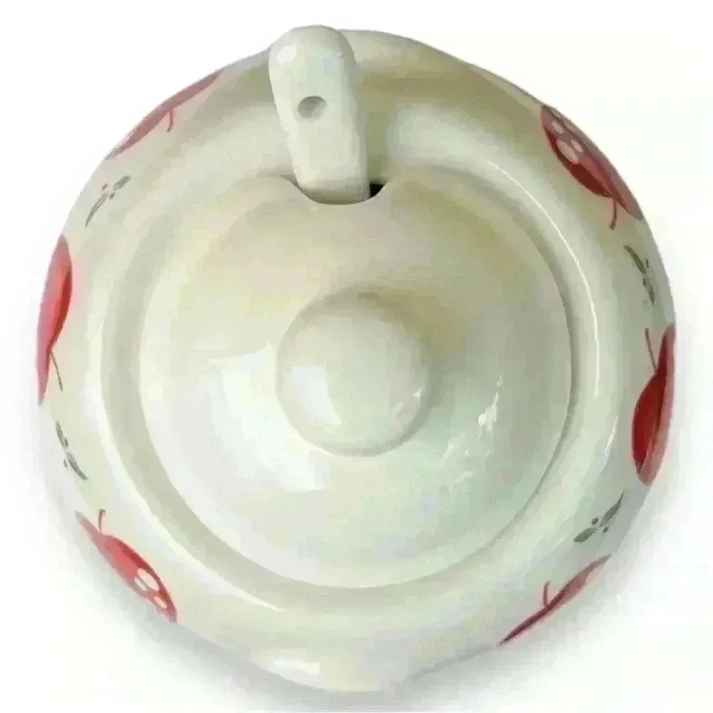 VTG Red Apple Ceramic Sugar Bowl Jam Jar